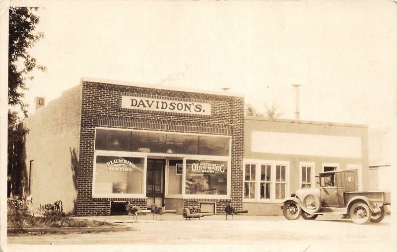 F43/ Kearney Nebraska RPPC Postcard c1930s Davidson's Plumbing Store