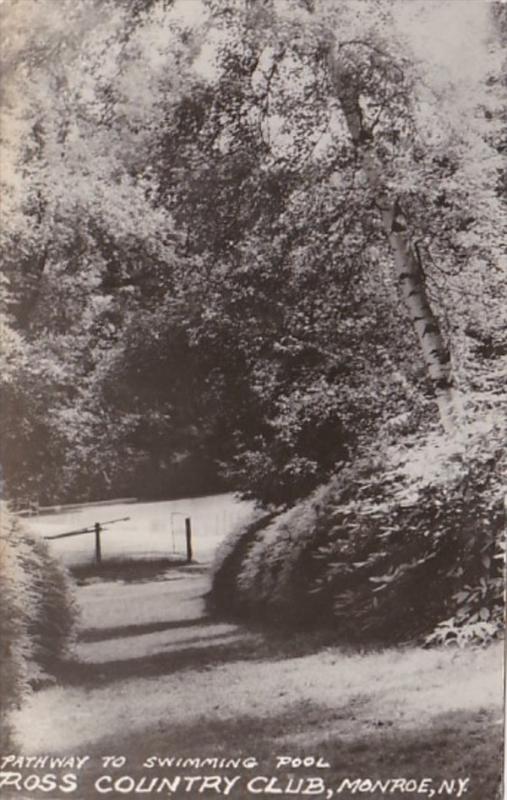 New York Monroe Pathway To Swimming Pool Ross Country Club Real Photo