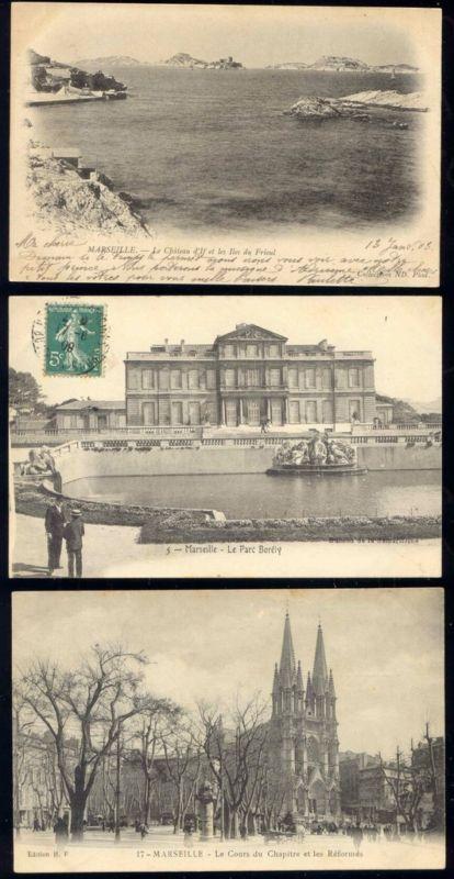 france, MARSEILLE, 3 Old Postcards, Iles du Frioul