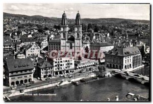 Postcard Old Zurich began Grossmunster