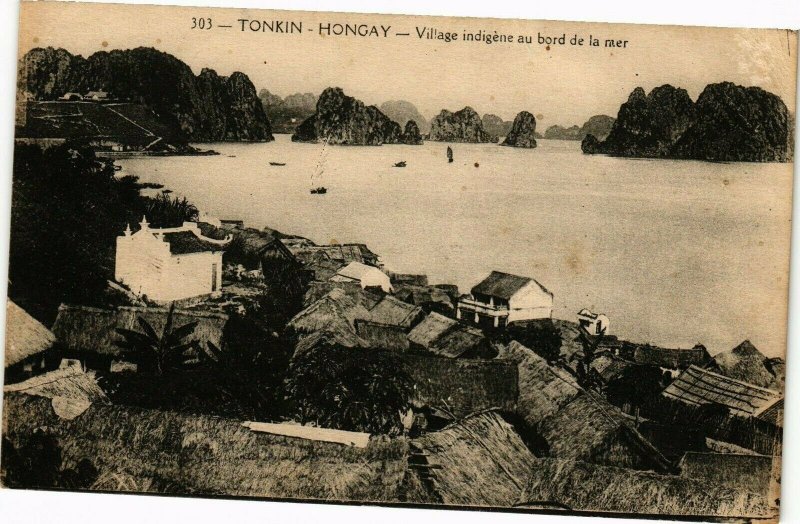 VIETNAM INDOCHINE Tonkin Hongay Village indigéne au bord de la mer(190239)