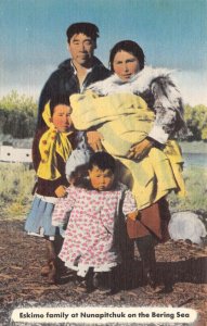 Nunapitchuk Alaska Eskimo Family Native American Indian Vintage Postcard AA69393