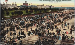 Surf Avenue From Coney Island To Brighton Beach New York Vintage Postcard C142