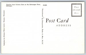 Michigan~Pipeline From Victoria Dam On The Ontonagon River~Vintage Postcard