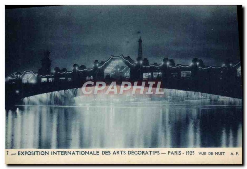 Old Postcard Paris Exposition Internationale des Arts Decoratifs 1925 Night view