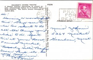 Greetings Graumans Chinese Theatre Hollywood California Chrome Postcard 