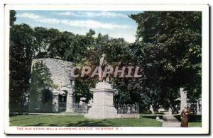 Old Postcard The old stone mill Channing statue Newport