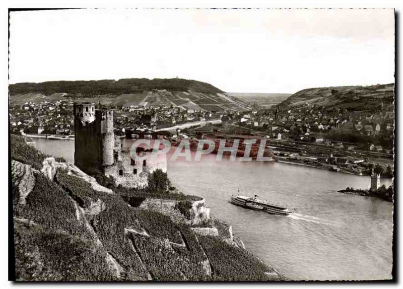 Postcard Modern Ruin Ehrenfels M?useturm und Bingem am Rhein