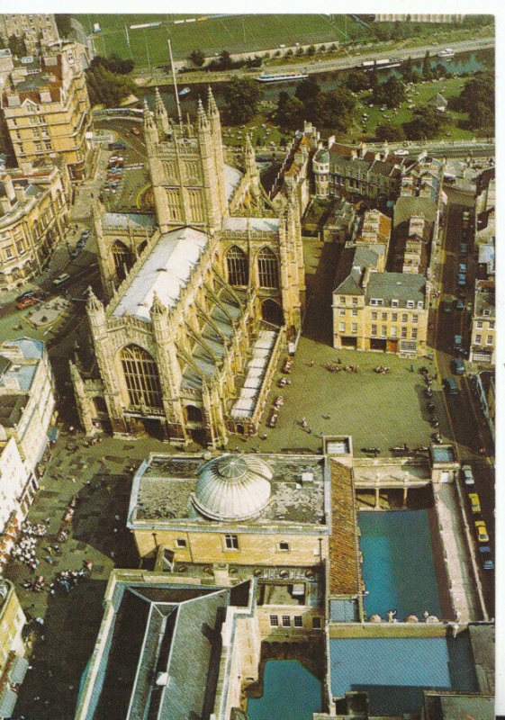 Somerset Postcard - Aerial View of The Roman Baths, Pump Room and Abbey - TZ2965