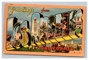 Vintage 1940's Postcard Greetings From Los Angeles California - City Views NICE