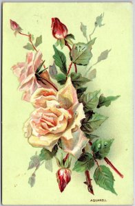 1911 Flower Bouquet Yellow Roses Greetings Wishes Card Posted Postcard