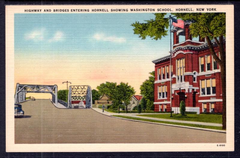 Highway and Bridges Entering Hornell,Washington School,Hornell,NY