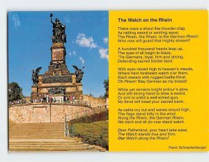 Postcard The Watch on the Rhein, Niederwald Memorial, Rüdesheim, Germany