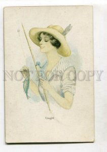 3146446 GLAMOUR Lady FISHING by FISHER Vintage S.W.S.B. PC