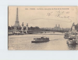 Postcard La Seine vue prise du Pont de la Concorde Paris France