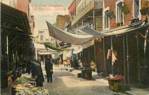 Weidner Postcard 597 San Francisco Chinatown Street Scene Fish Alley Merchants