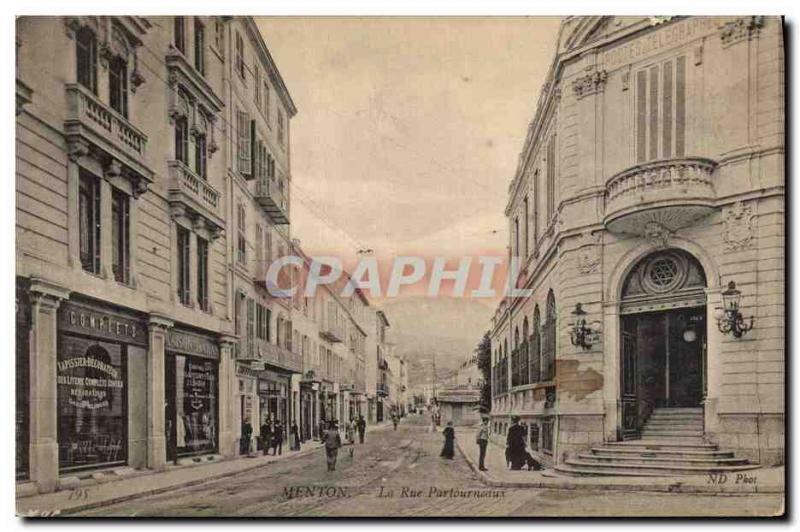 Old Postcard Post Hotel Menton Street Partouneaux