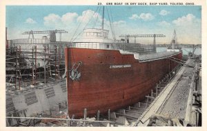 Toledo Ohio ore boat in dry dock at the shipyard antique pc ZC549337