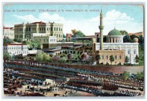 c1910 Yildiz-Kiosk And Review Greetings From Constantinople Turkey Postcard