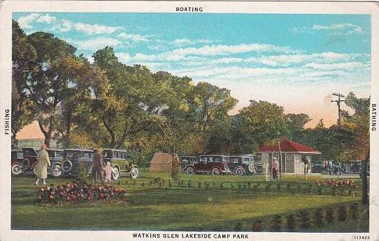 New York Watkins Glen Fishing Boating Bathing Watkins Glen Lakeside Camp Park...