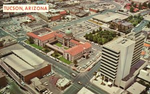 Vintage Postcard Downtown Office Buildings Surrounding County Court House Tucson