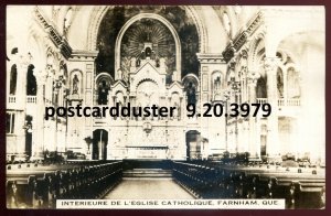 h2881 - FARNHAM Quebec 1925 Catholic Church Interior. Real Photo Postcard