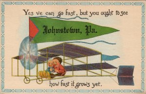 Johnstown Pennsylvania Children in a Bi-Plane Yes We Go Fast  Postcard V7