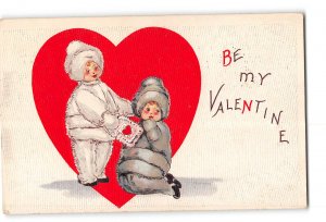 Valentine's Day Embossed Postcard 1915-1930 Large Heart Children Be My Valentine