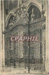 Old Postcard Rouen Saint Ouen Church Choir Grid