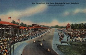 Indianapolis Motor Speedway Indiana IN Indy 500 Car Racing Linen Postcard