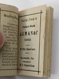 1880s Grantham, NH Hazeltine's Pocket Book Mini Almanac Advertising Kempton C44