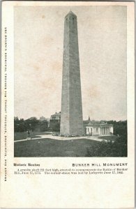 Bunker Hill Monument, Historic Boston MA Vintage Postcard X40