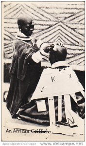 Barber Shop An African Coiffere Real Photo