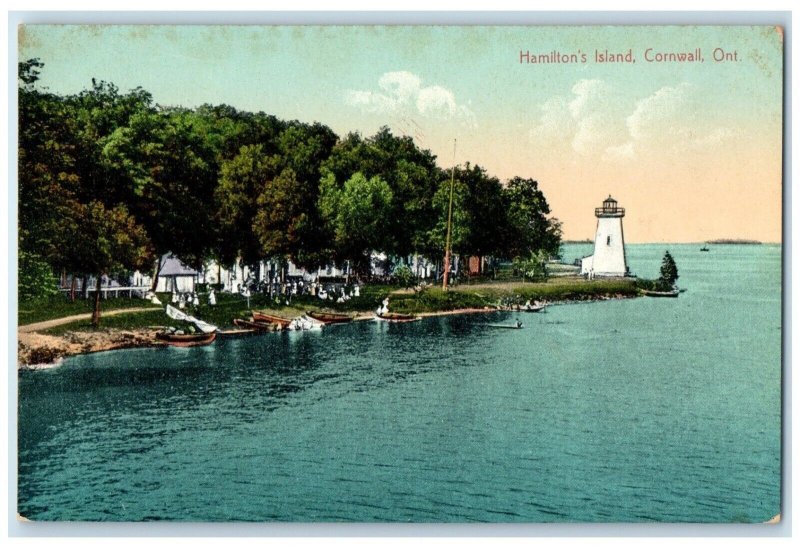 c1910's Hamilton's Island Lighthouse Cornwall Ontario Canada Antique Postcard