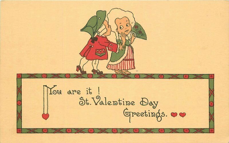 Arts Crafts Saying 1920s Valentine Postcard artist impression 21-3504