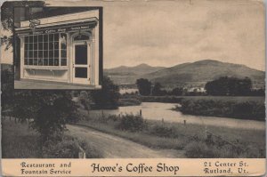 Postcard Howe's Coffee Shop Restaurant Fountain Service Rutland VT