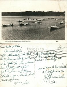 BAINBRIDGE MD BOAT DRILL on SUSQUEHANNA VINTAGE 1944 RPPC REAL PHOTO POSTCARD