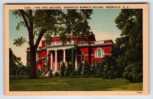 Fine Arts Building Woman's College Greenville South Carolina Linen Postcard SC