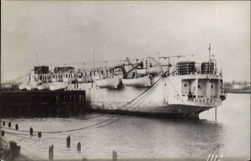 Ship at Dock BUNKER HILL - Los Angeles CA c1950s Real Photo Postcard