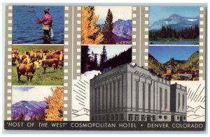 Denver Colorado CO Postcard Host West Cosmopolitan Hotel Multiview c1940 Vintage