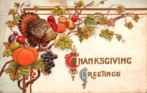 Thanksgiving Greetings With Turkey 1913