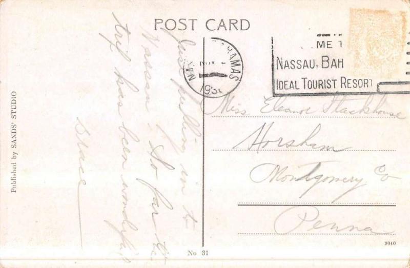 Nassau Bahamas Trimming Sponges Natives Antique Postcard K44445