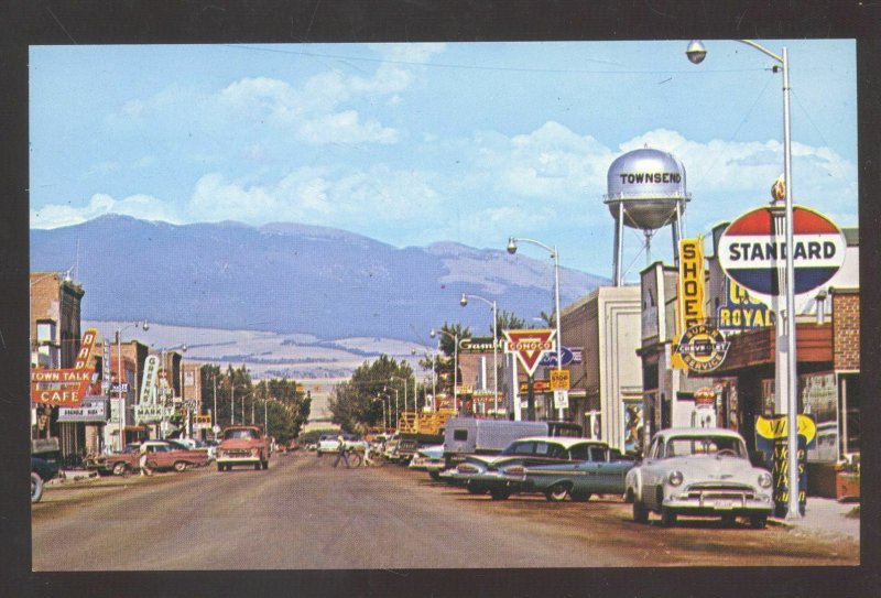 TOWNSEND INDIANA DOWNTOWN STREET SCENE OLD CARS STORES VINTAGE POSTCARD