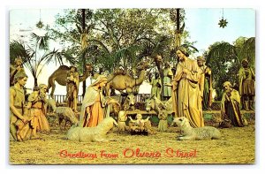 Greetings From Olvera Street Hand Carved Figures Los Angeles CA c1970 Postcard