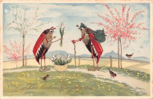Pentecost Greetings 1928 Humanized Maybug Traveler Lily of Valley postcard C316