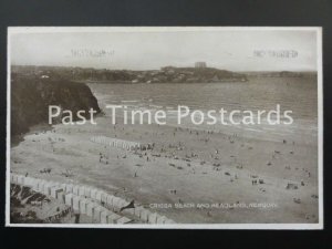 c1926 - CRIGGA BEACH and Headland, Newquay - showing rows of beach changing tent