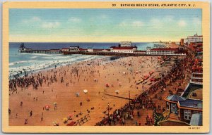 Bathing Beach Scene Atlantic City New Jersey NJ Beach Patrol Postcard