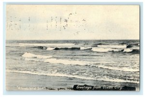 1907 Greetings From Ocean City New Jersey NJ #328 Stamp Antique Postcard 