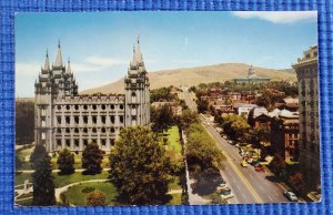 Vtg North Main Street Mormon Temple and State Capitol Salt Lake City UT Postcard