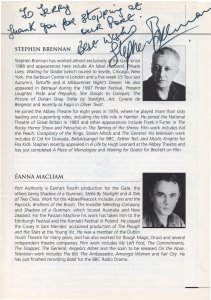 Stephen Brennan Jim Norton Father Ted Hand Signed Irish Premiere Theatre Prog...